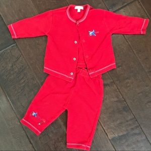 ❌SOLD❌Kissy Kissy 2 pc airplane pant & cardigan